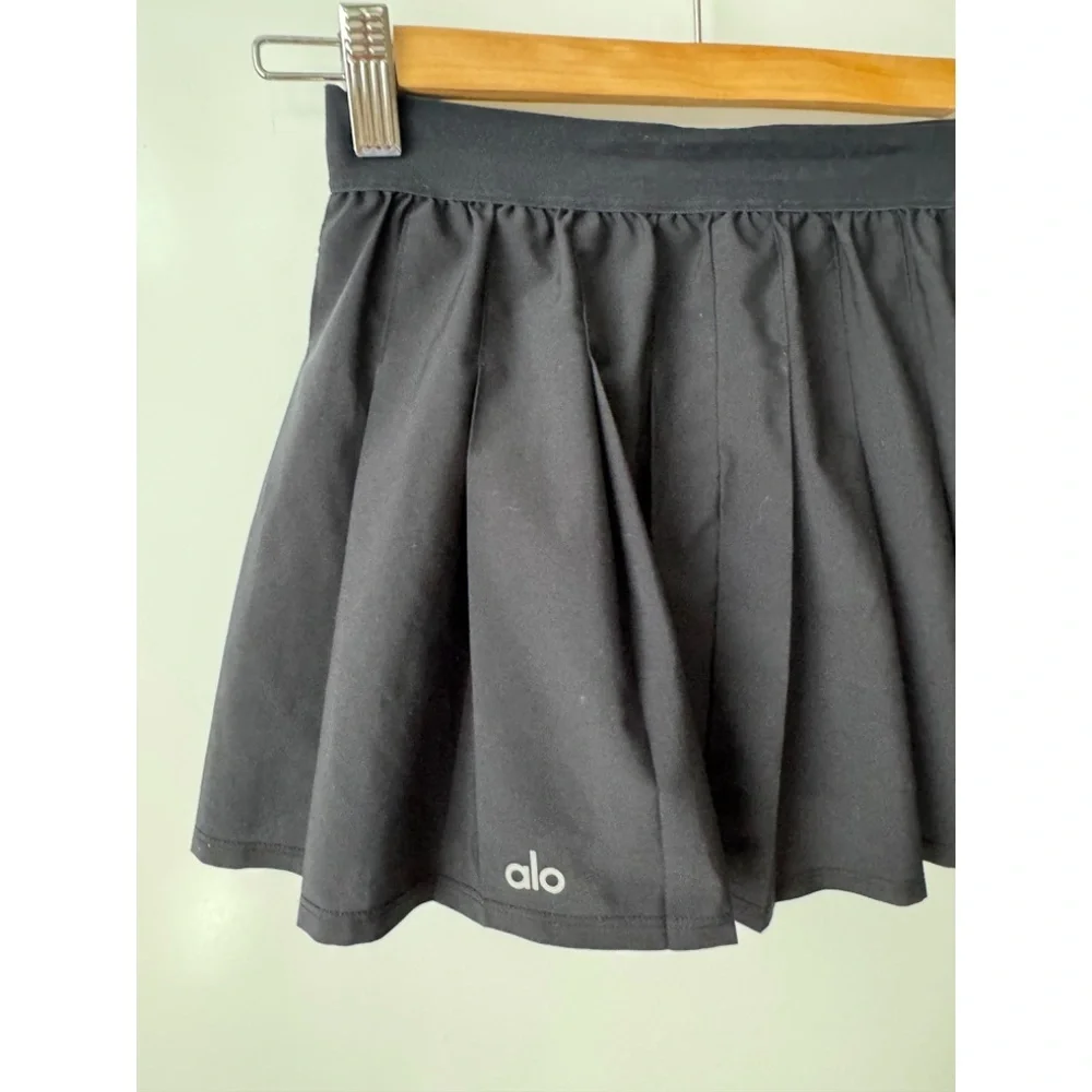 Alo Yoga Varsity Pleated Mini Tennis Skirt Black Size Small